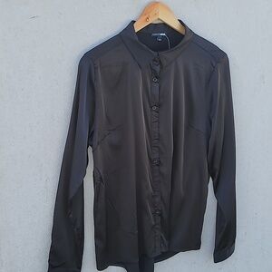 Black Long Sleeve Shirt Side Slits SZ L